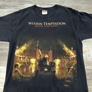 Black Symphony Within Temptation Black Hanes Mens L Metal Band Graphic T-Shirt